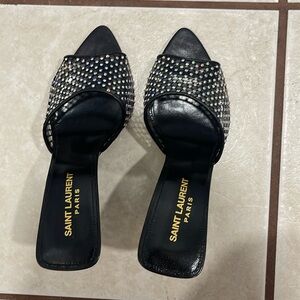 Saint Laurent crystal rhinestone mesh stiletto heels festive and holidays